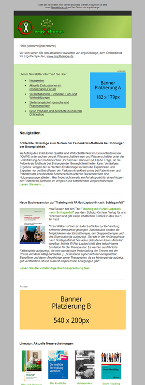 screenshot ergoXchange Newsletter